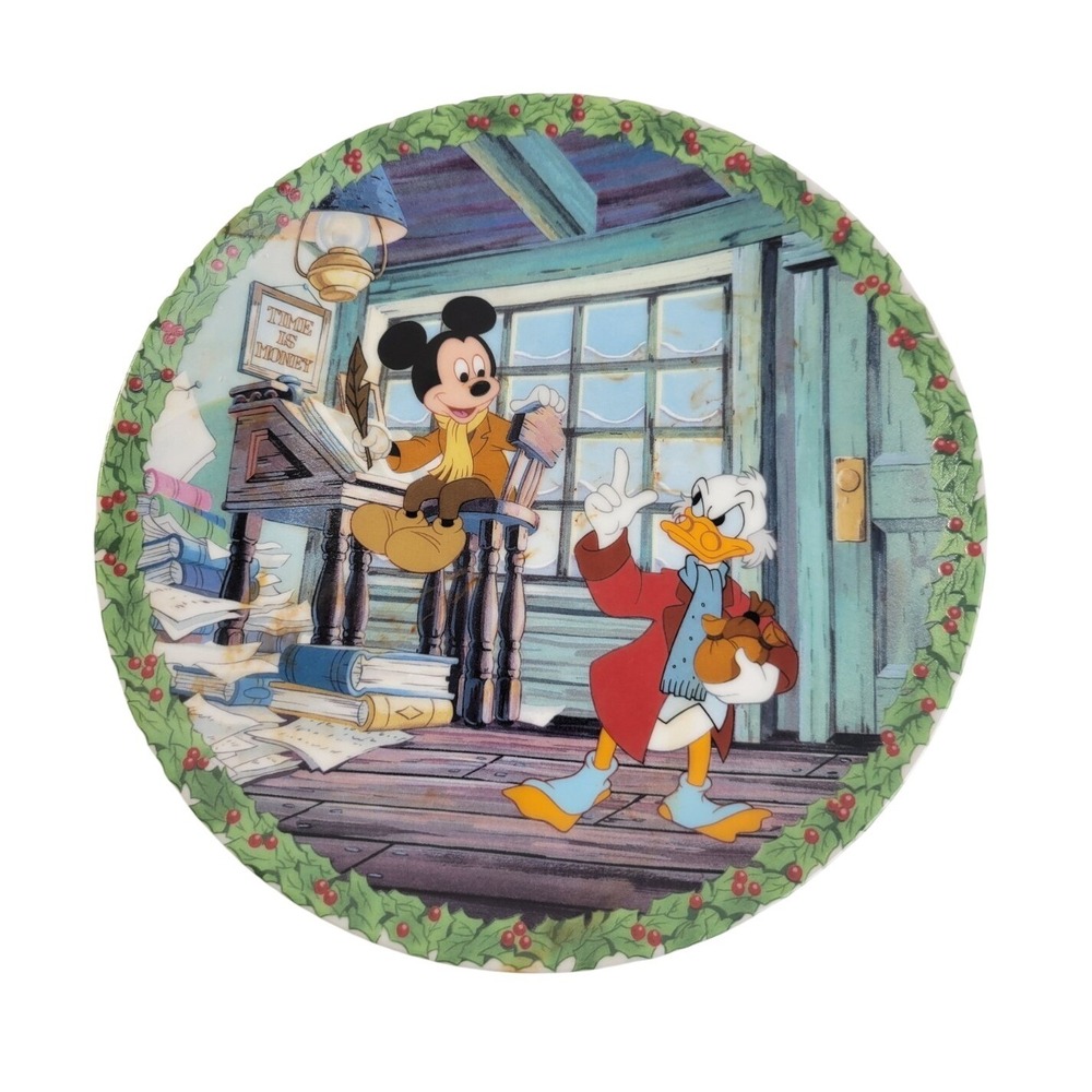 VTG Edwin M Knowles Mickey's Christmas Carol Bah Humbug Plate Disney 1992 8in